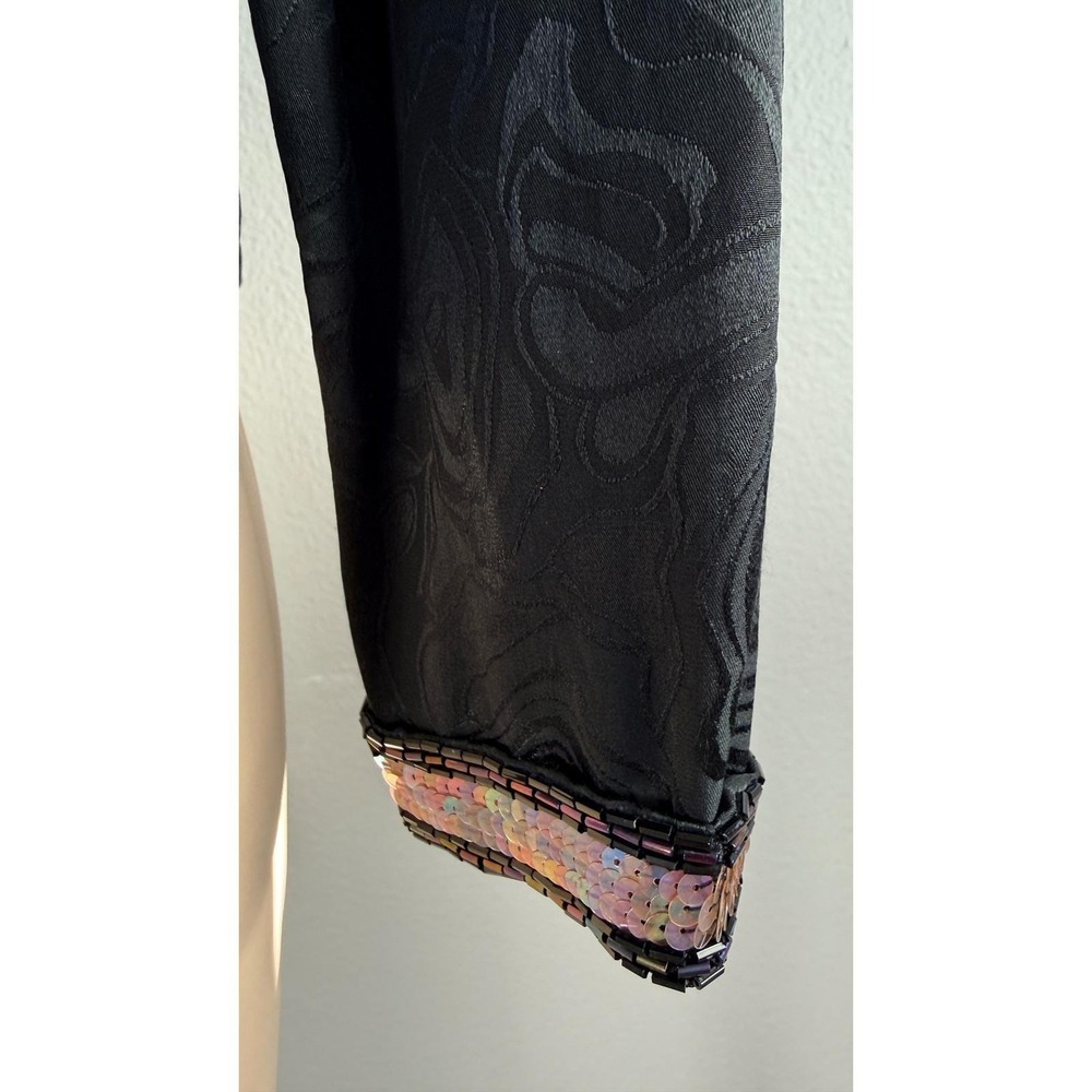 Vintage Silk Beaded Sequin Jacquard Evening Blazer Black Long Sleeve Jacket - Picture 9 of 14